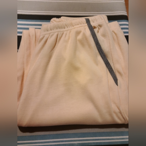 Bocoo pants and shorts. Poly & cotton, size large. Pale yellow with grey piping. - Picture 7 of 16